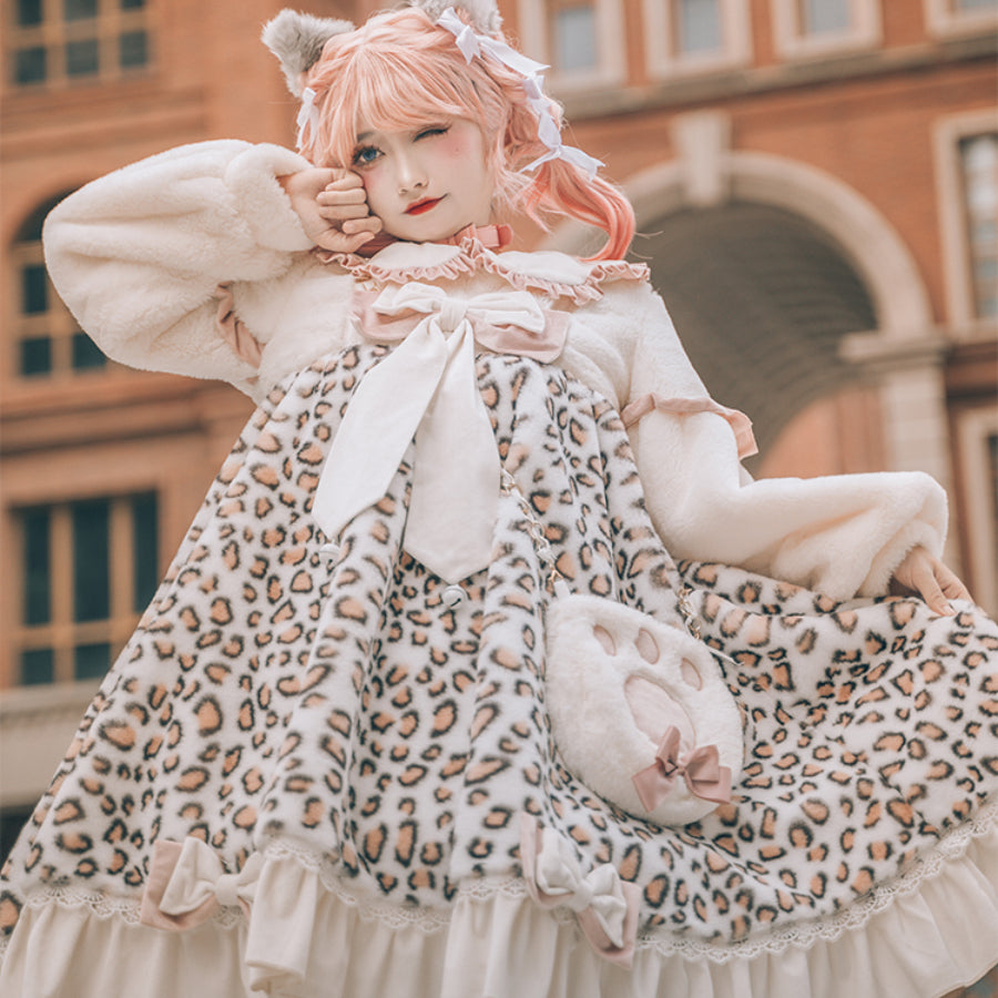 Winter Lovely Woolen Lolita Cat Dress Sets