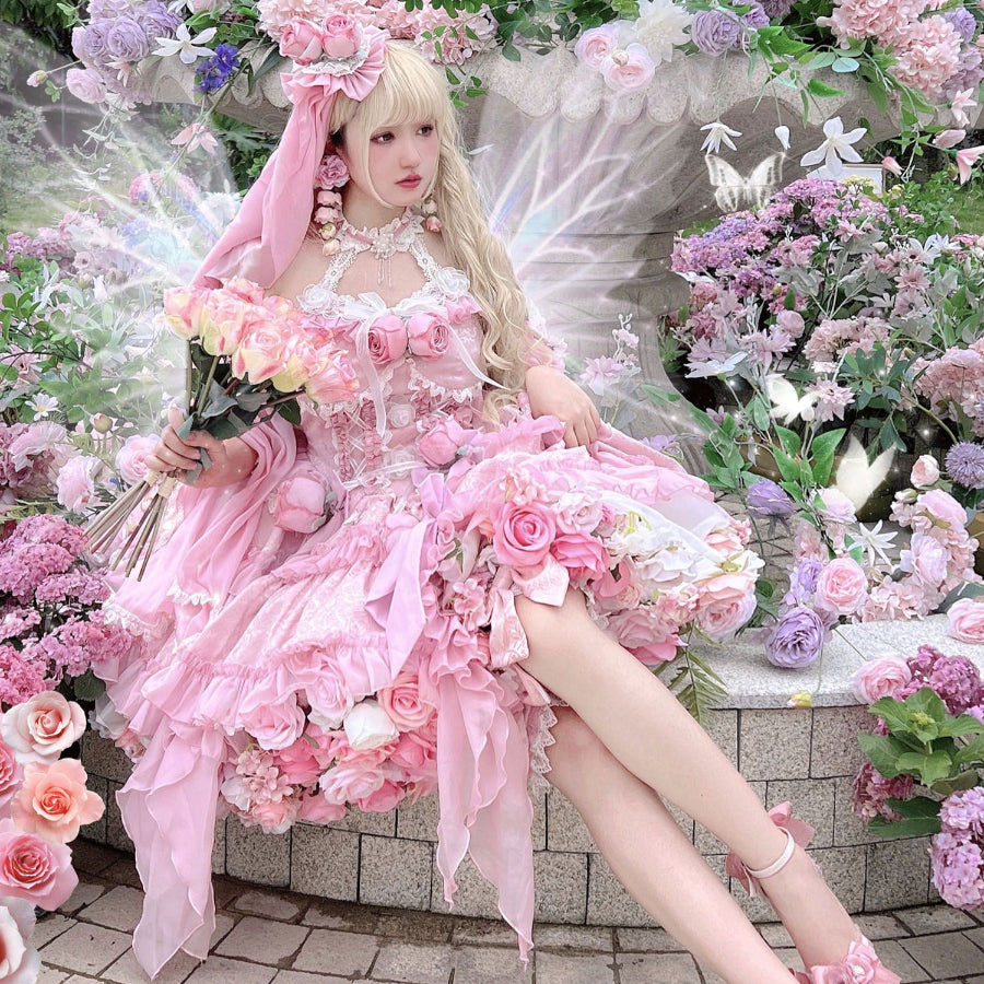 Original Sweet Fairy Rose Lolita Princess Dress Sets S22634