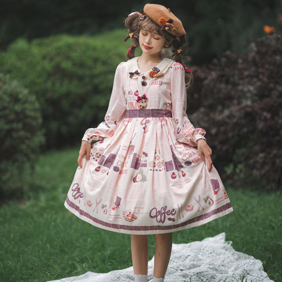 Daily Sweet Lolita Printed Long-sleeved Dress