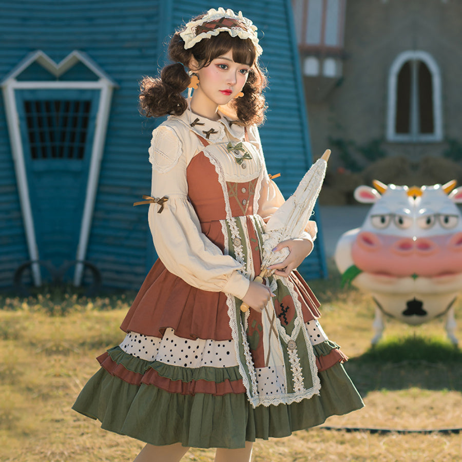 Japanese Pastoral Style Lolita Jumper Skirt Sets