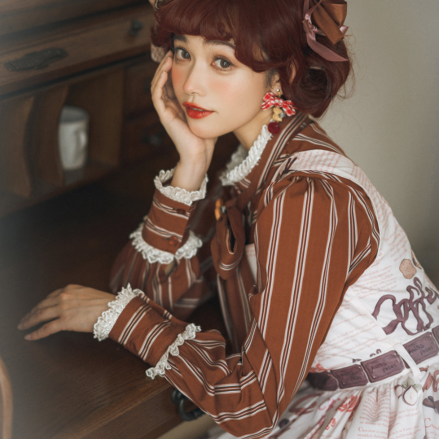 Chocolate Daily Sweet Lolita Stripe Long Sleeve Shirt