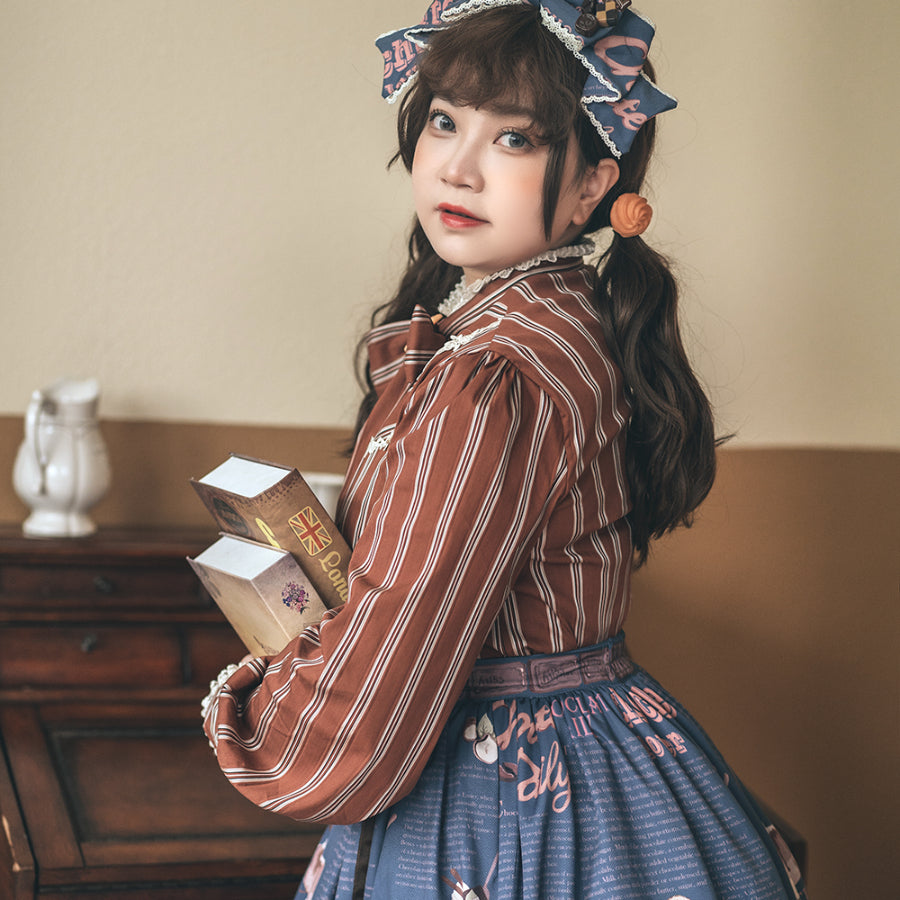 Chocolate Daily Sweet Lolita Stripe Long Sleeve Shirt