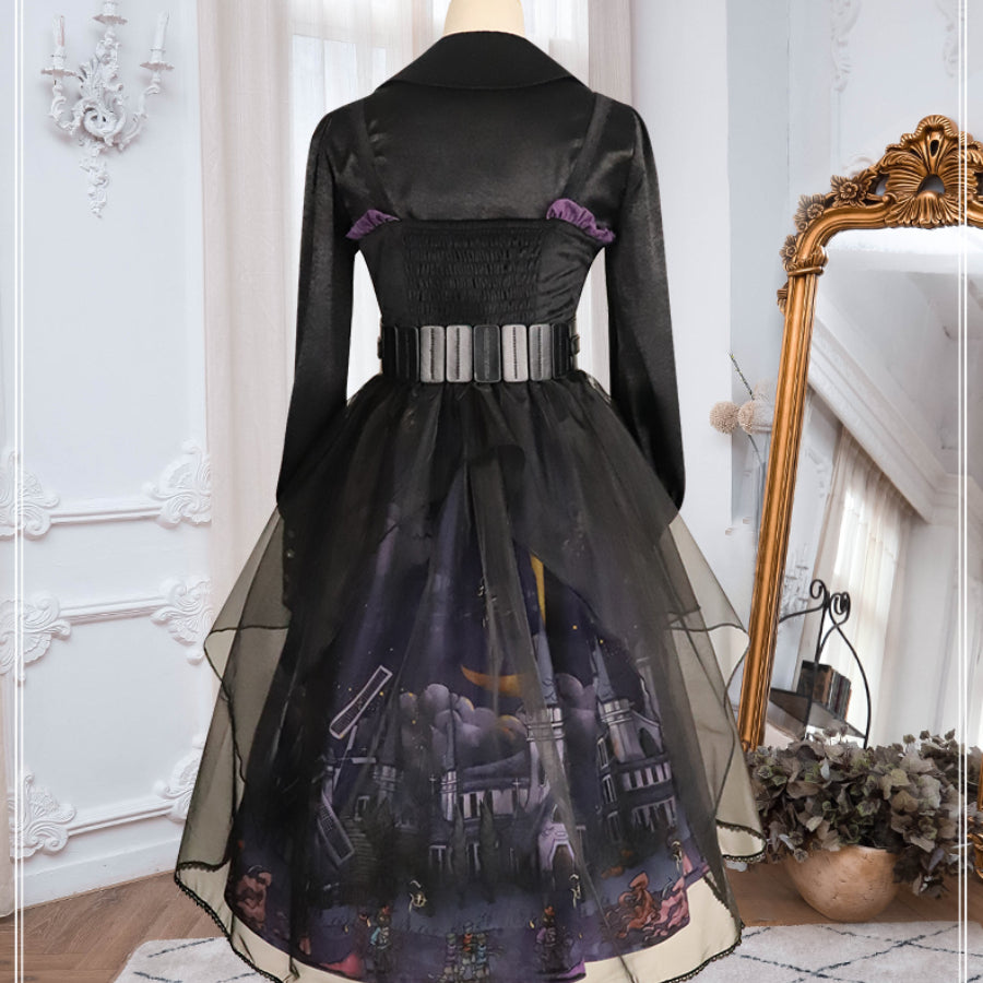 Halloween Gothic Vintage High Waist Jumper Skirt Sets