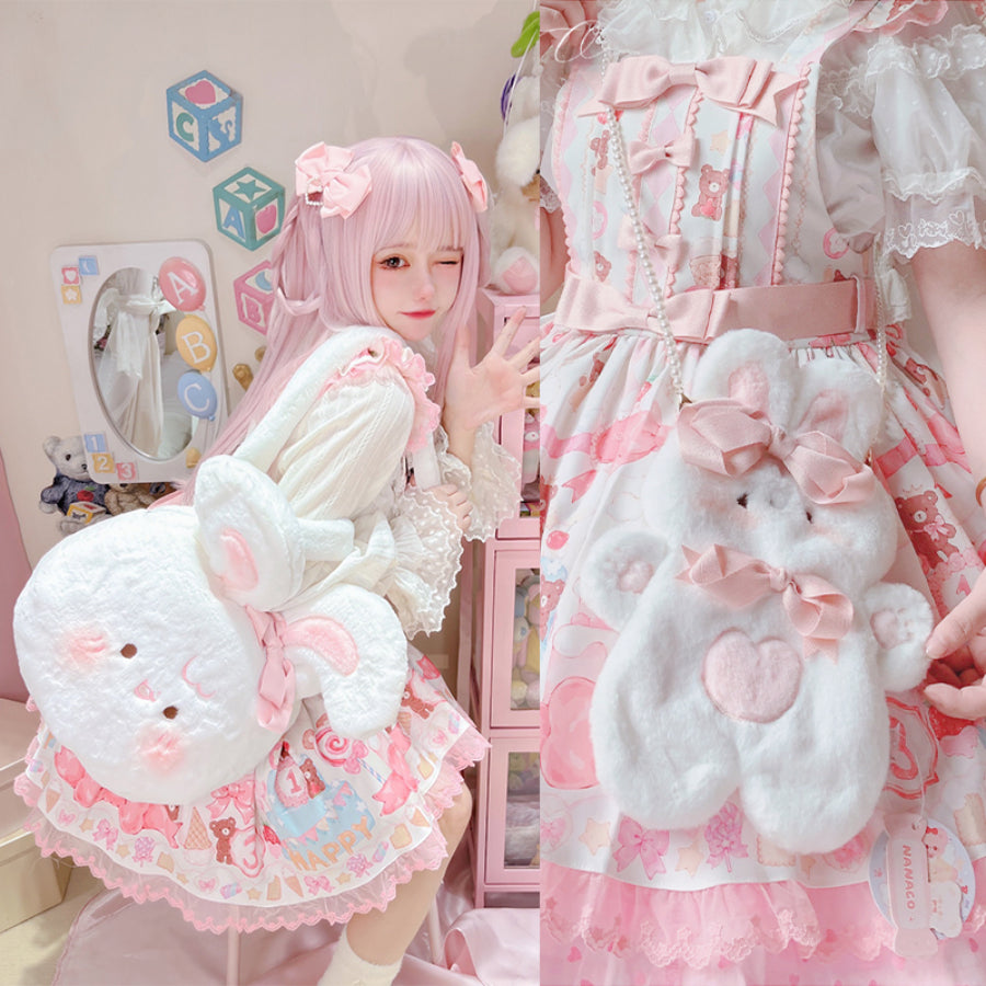 Lovely Lolita Woolen Rabbit Cake Crossbody Bag