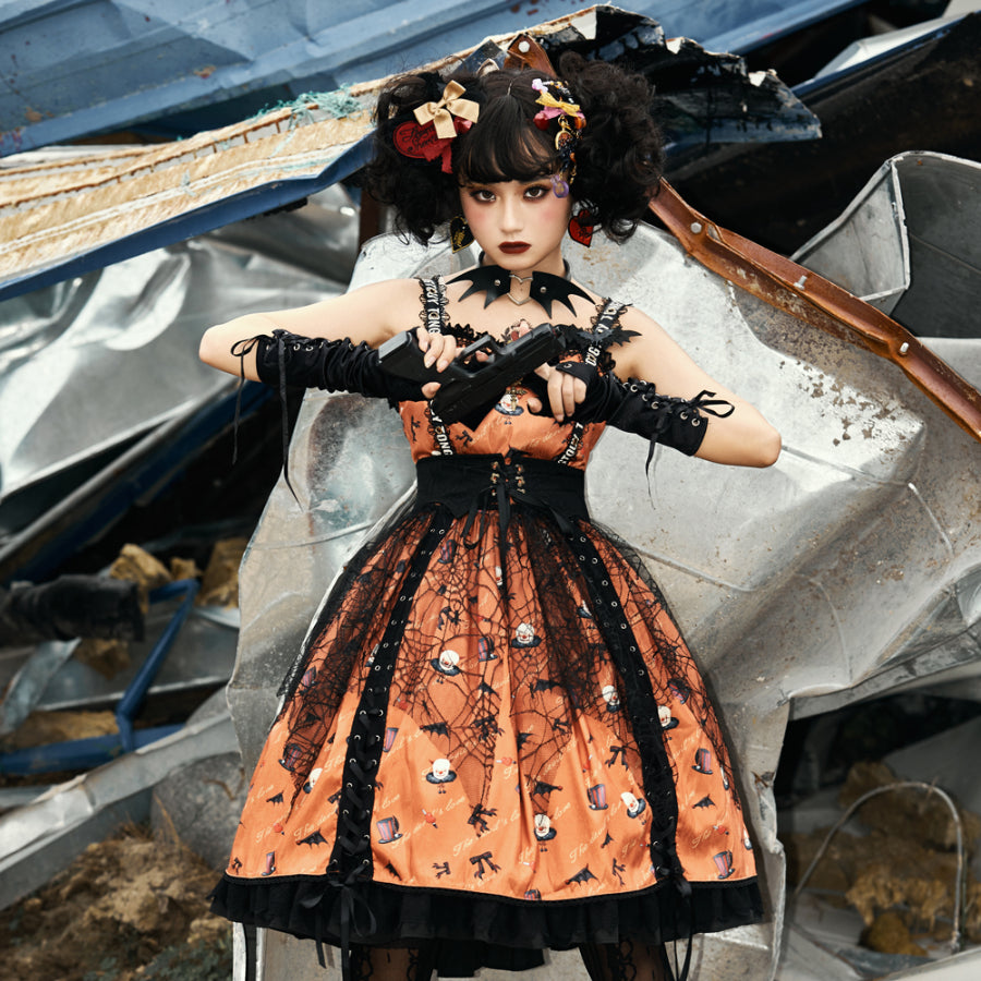 Halloween Gothic Lolita Lace Up Slip Dress