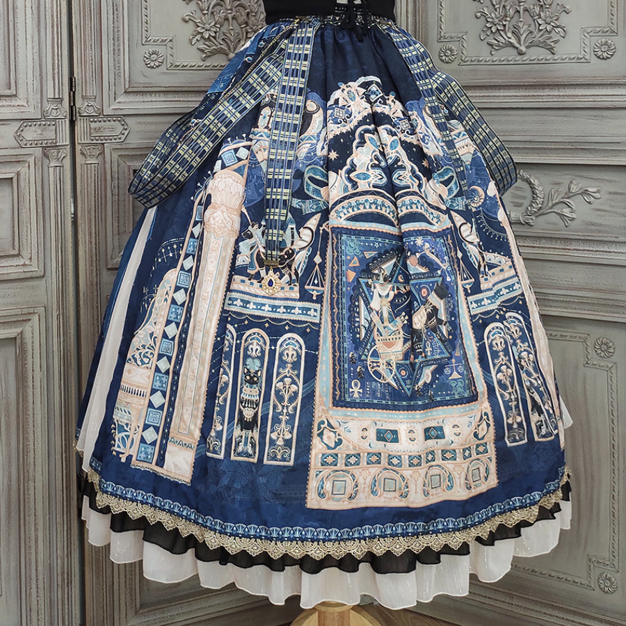 Egypt Style Gorgeous Side Opening Lolita Printed Skirt