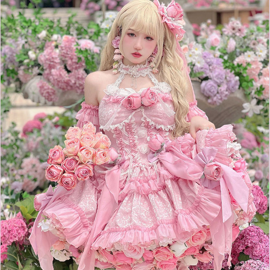 Original Sweet Fairy Rose Lolita Princess Dress Sets S22634