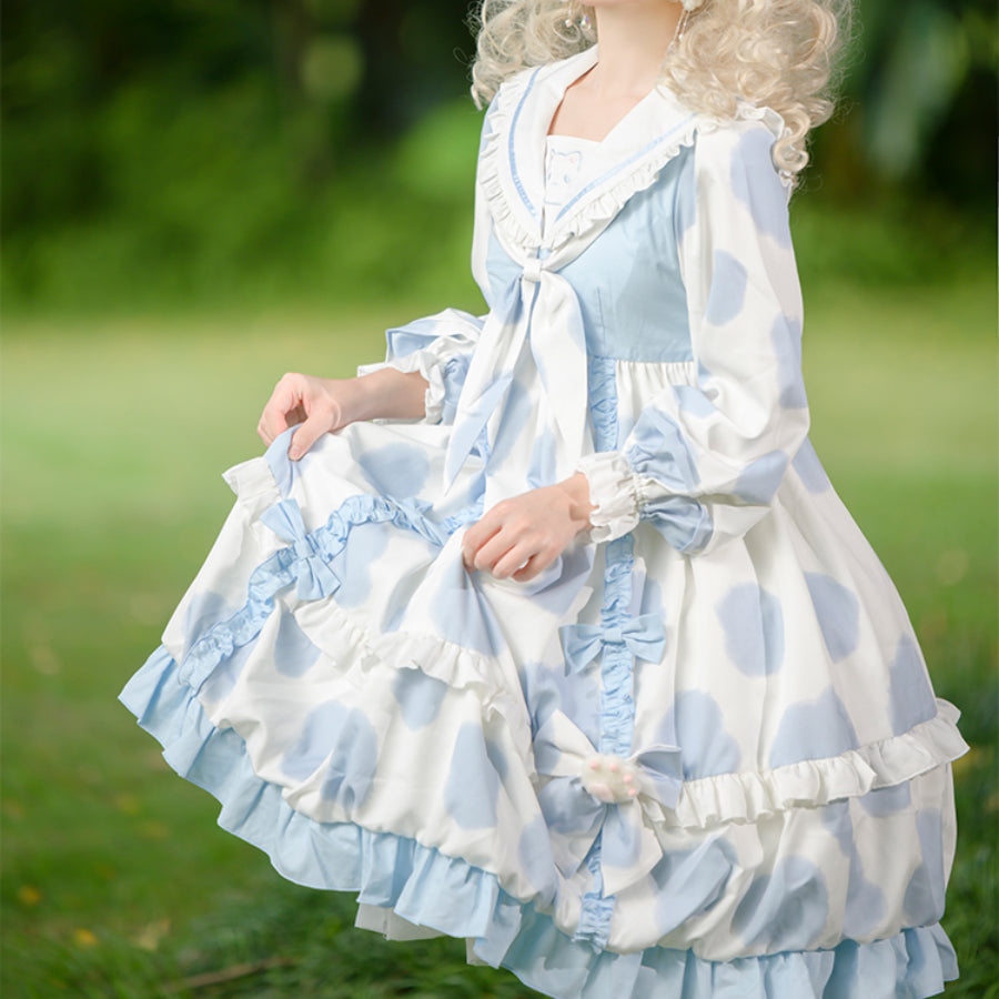 Sweet Cow and Cat Paw Lolita Long Sleeve Dress