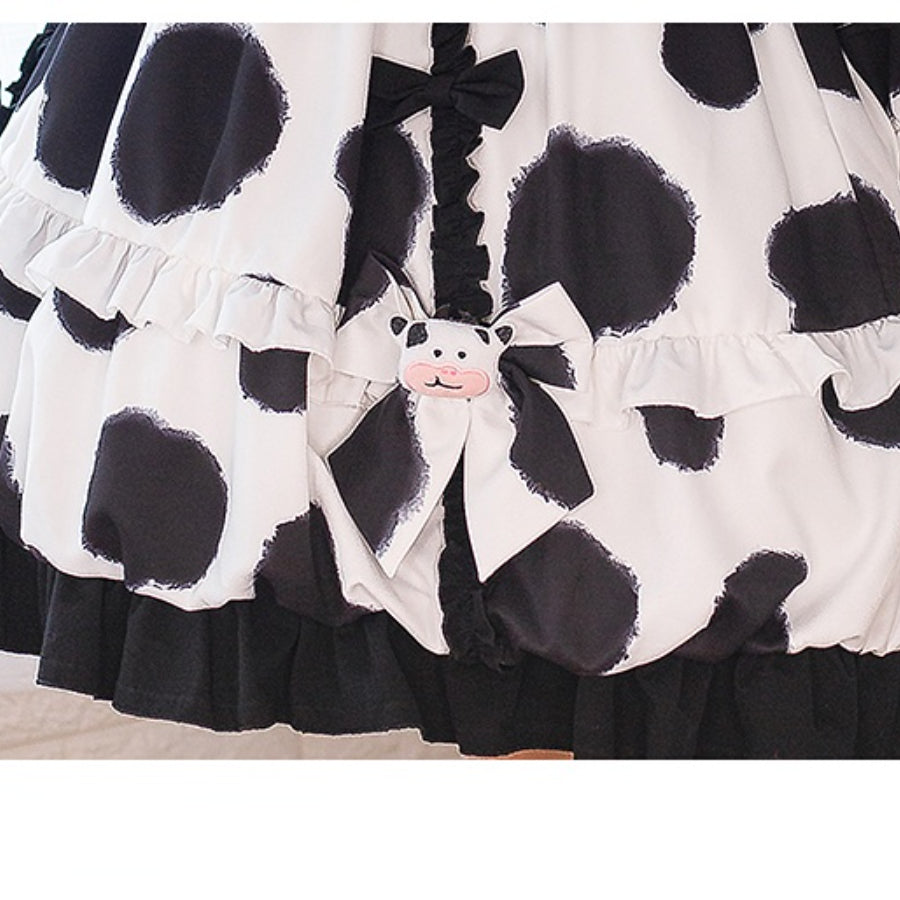 Sweet Cow and Cat Paw Lolita Long Sleeve Dress