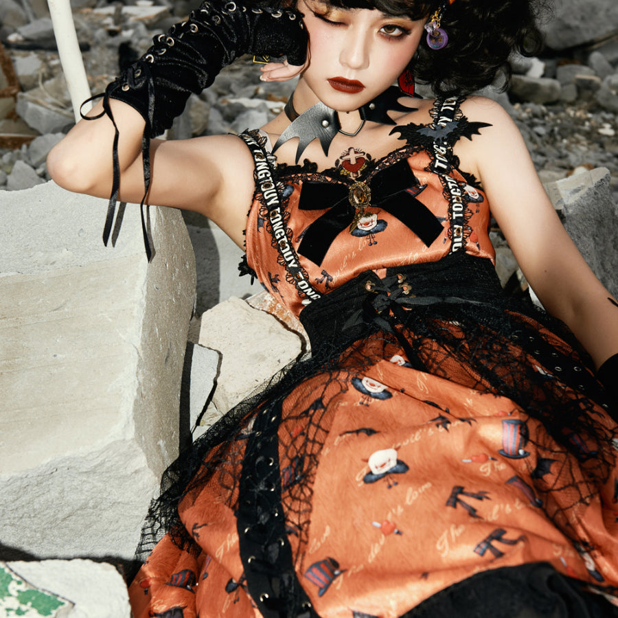 Halloween Gothic Lolita Lace Up Slip Dress