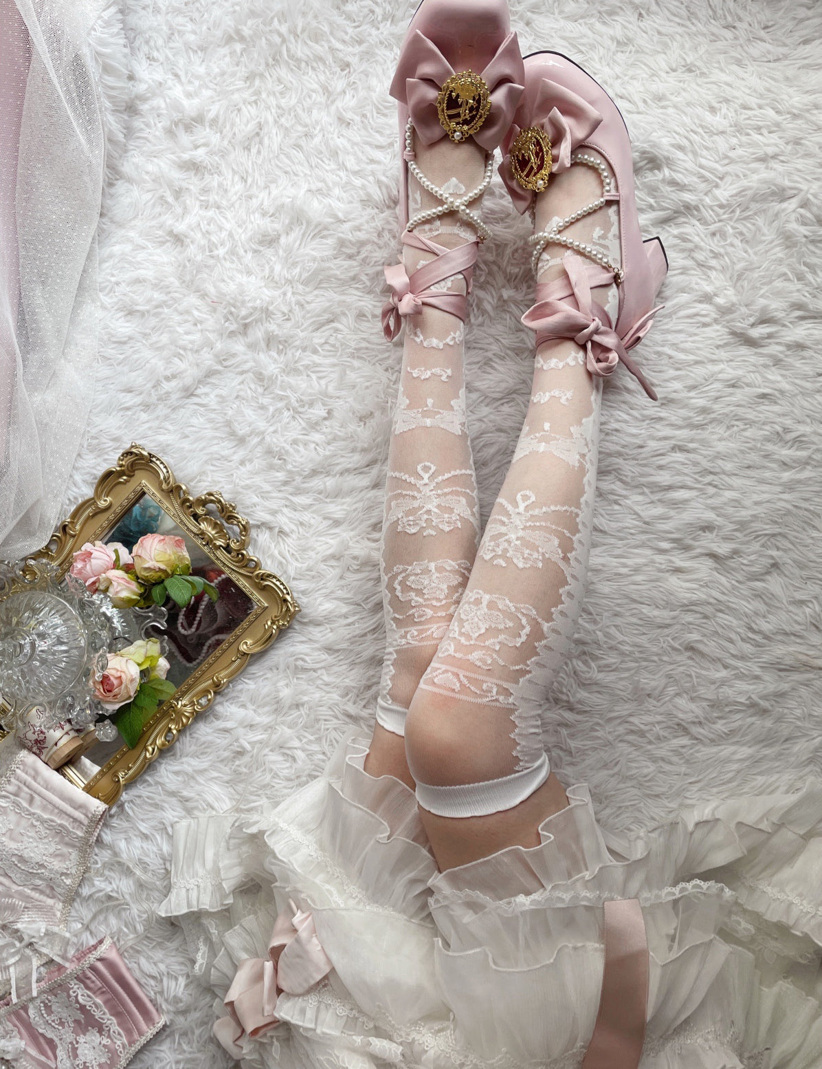 Summer Bow Knot Silk Stockings Lolita Stockings