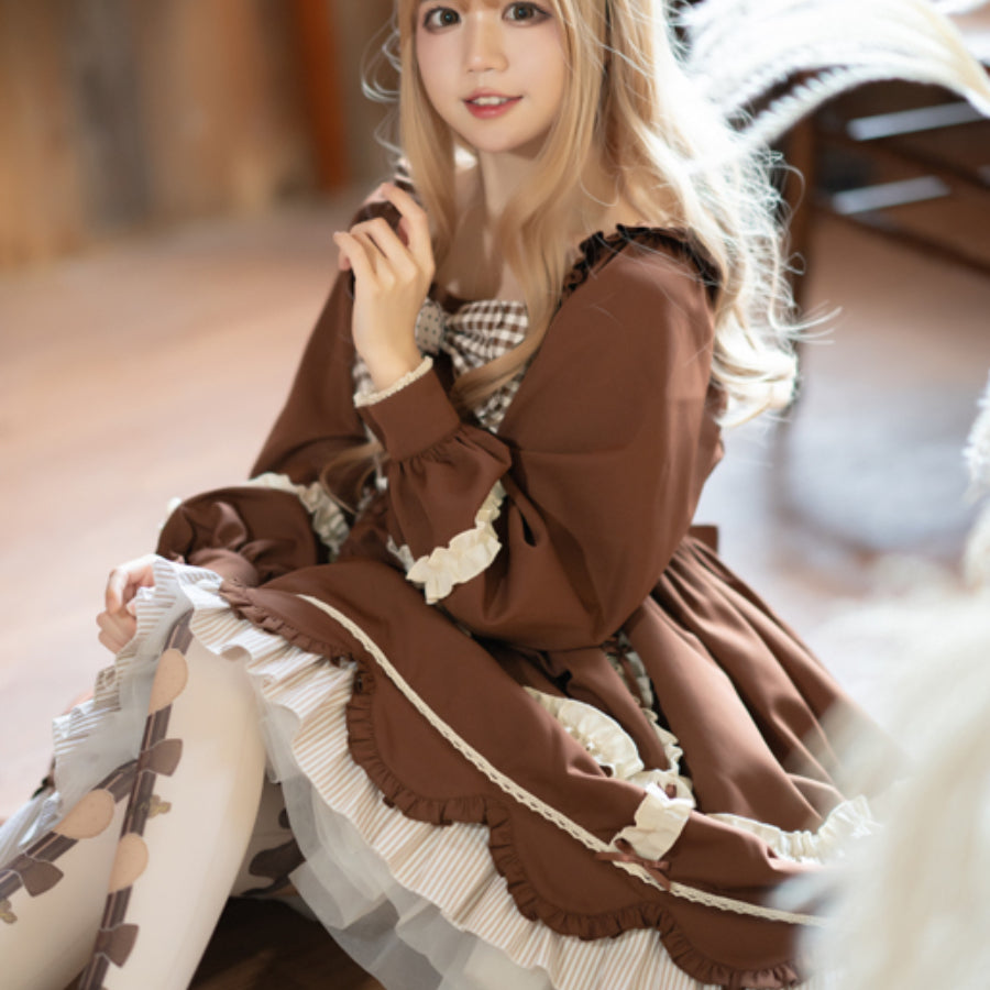 Lovely Princess High Waist Long Sleeve Lolita Dress