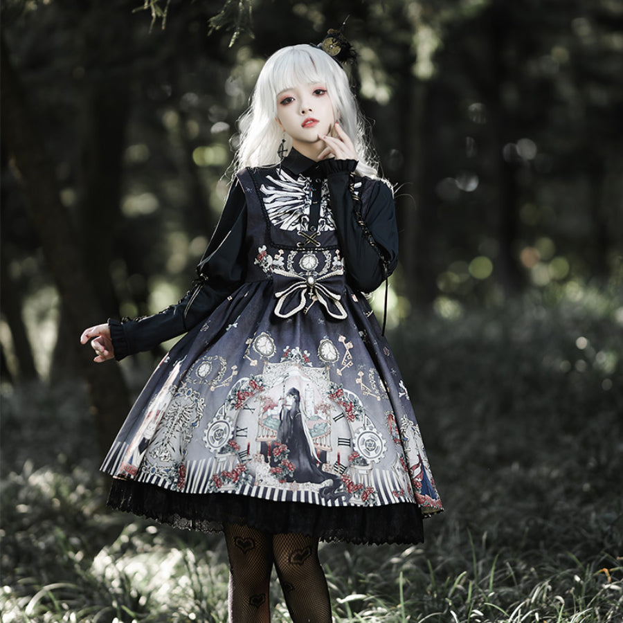 Vintage Gothic Lolita Jumper Skirt and Long-sleeved Shirt