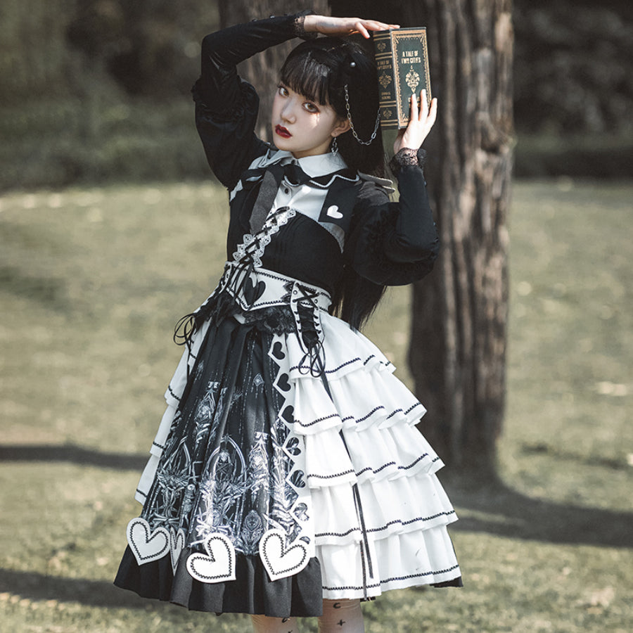 Spring Vintage Patchwork Lolita Long-sleeved Dress Sets