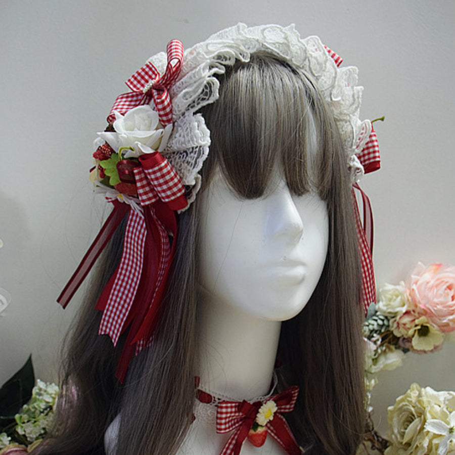 Sweet and Lovely Lolita Strawberry Straw Hat Sets