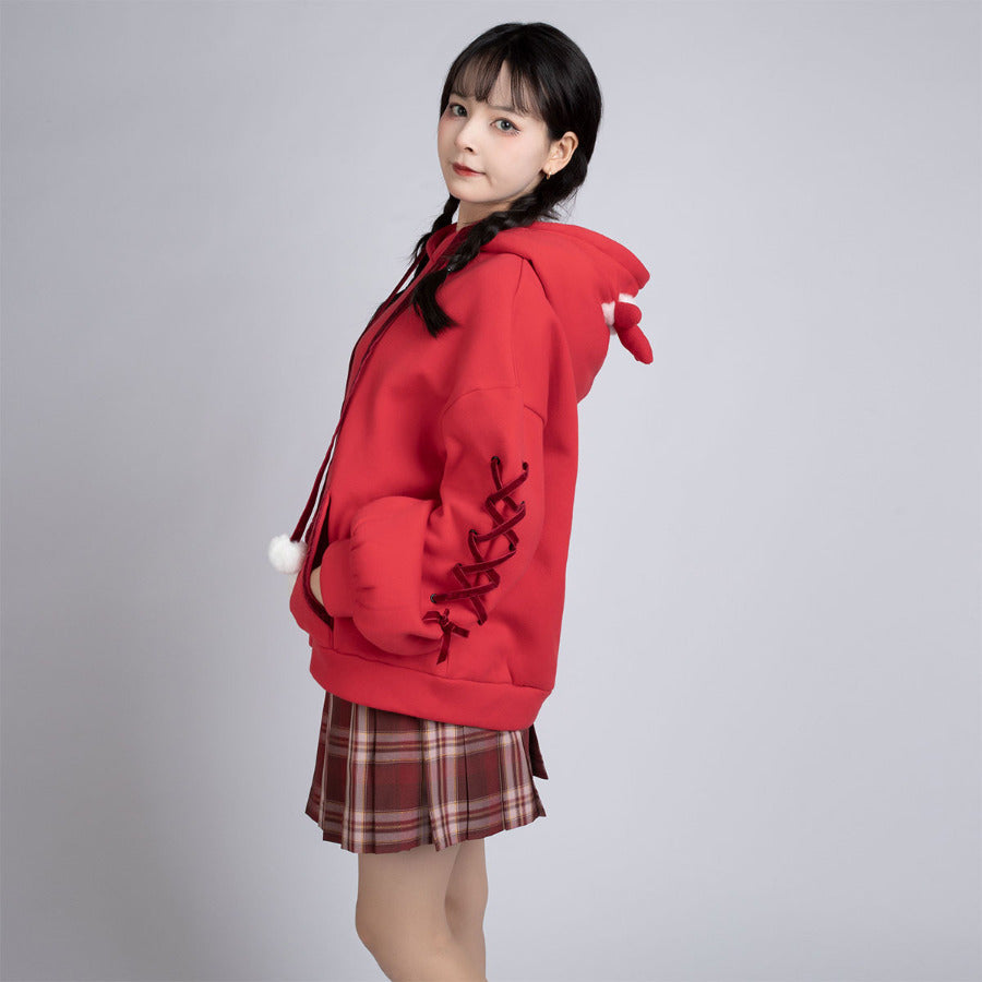 READY TO SHIP COSFUN Original Snowball Elk Red Christmas Hoodie C00164