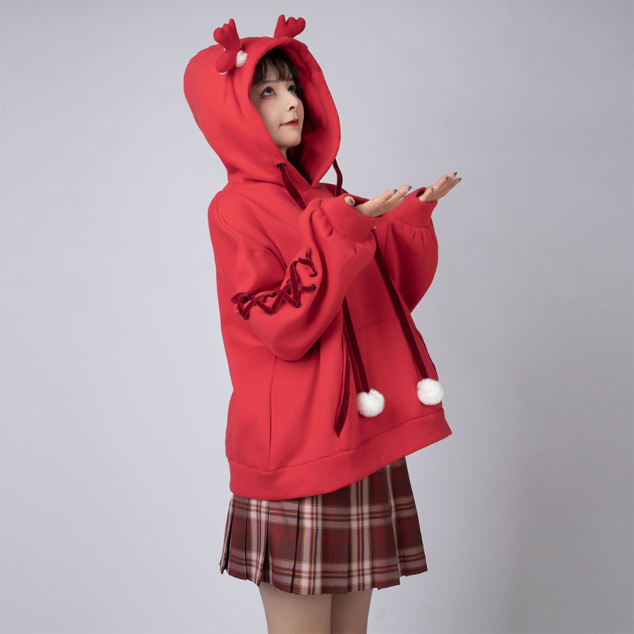 READY TO SHIP COSFUN Original Snowball Elk Red Christmas Hoodie C00164