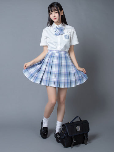 Clear Sky Jk School Uniform Blue Plaid Pleated Skirt Mp006132