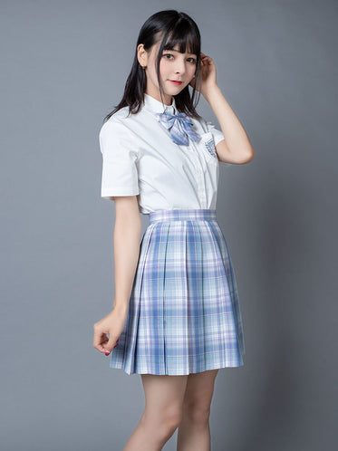 Clear Sky Jk School Uniform Blue Plaid Pleated Skirt Mp006132