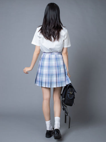 Clear Sky Jk School Uniform Blue Plaid Pleated Skirt Mp006132