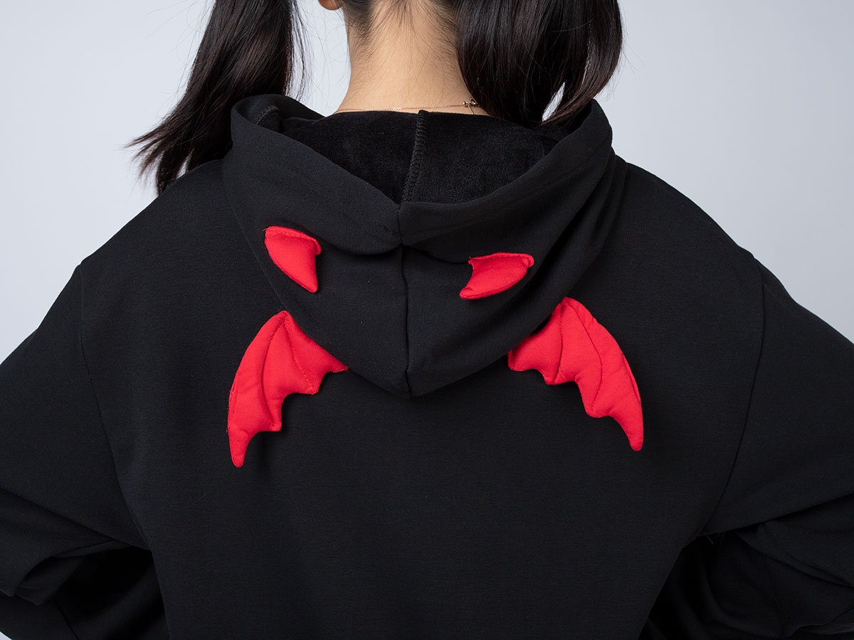 Little Devil Wings Character Oversize Hoodie Sweatshirt Mp005920