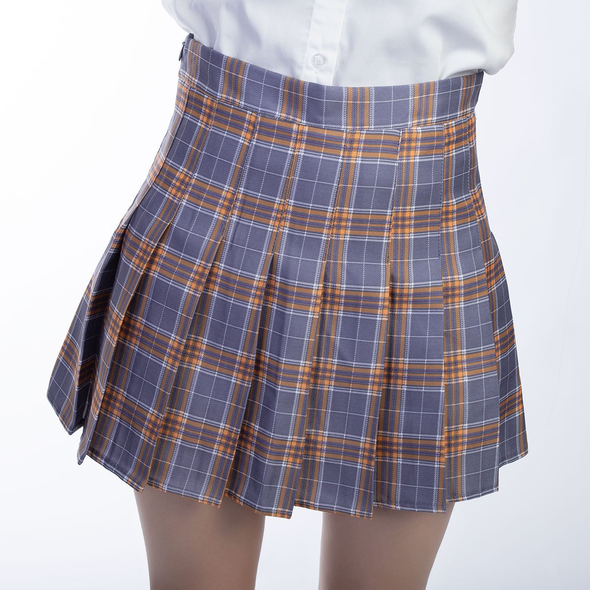 Jk High Waist Pleated Skirts C00169 Yellow Plaid / Xxl School Uniform