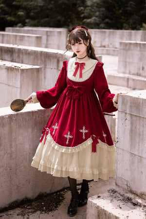 Lolita Dress With Starry Night Cross Dark And Lovely Long Sleeve