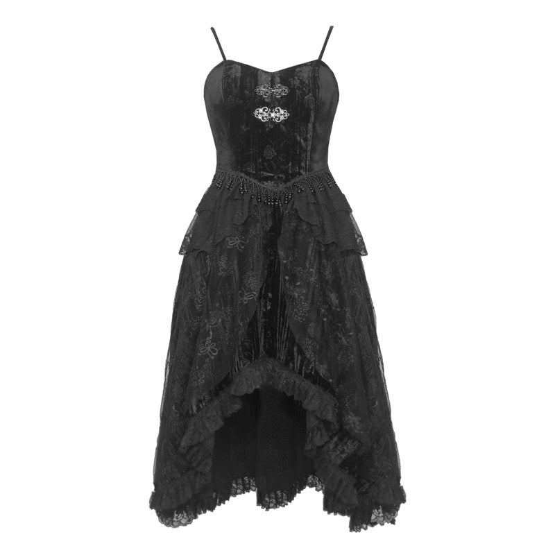 Classical Gothic Velvet Plate Strap Dress