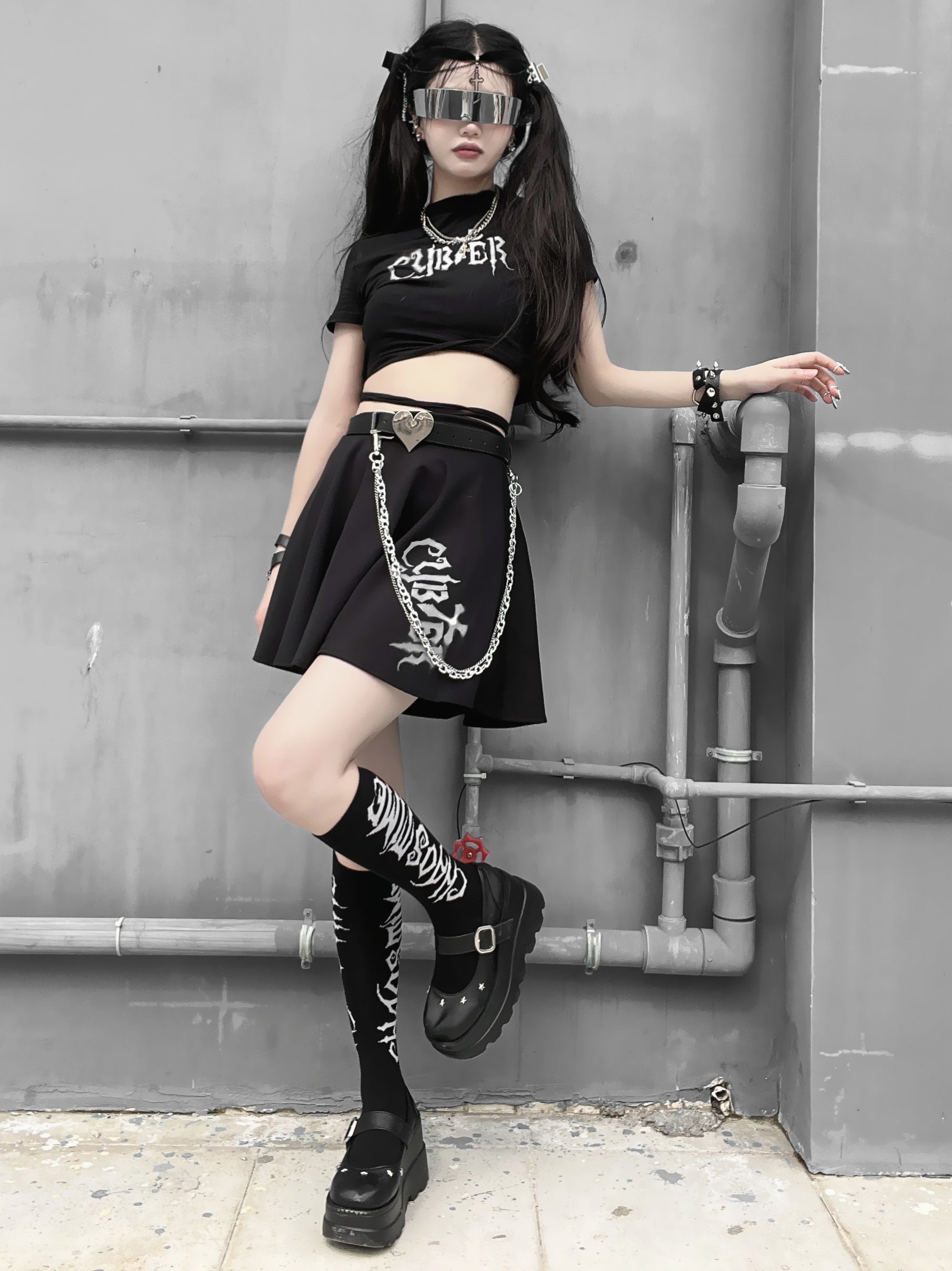 Harajuku Gothic Hot Girl High Waist A-line Skirt S22365