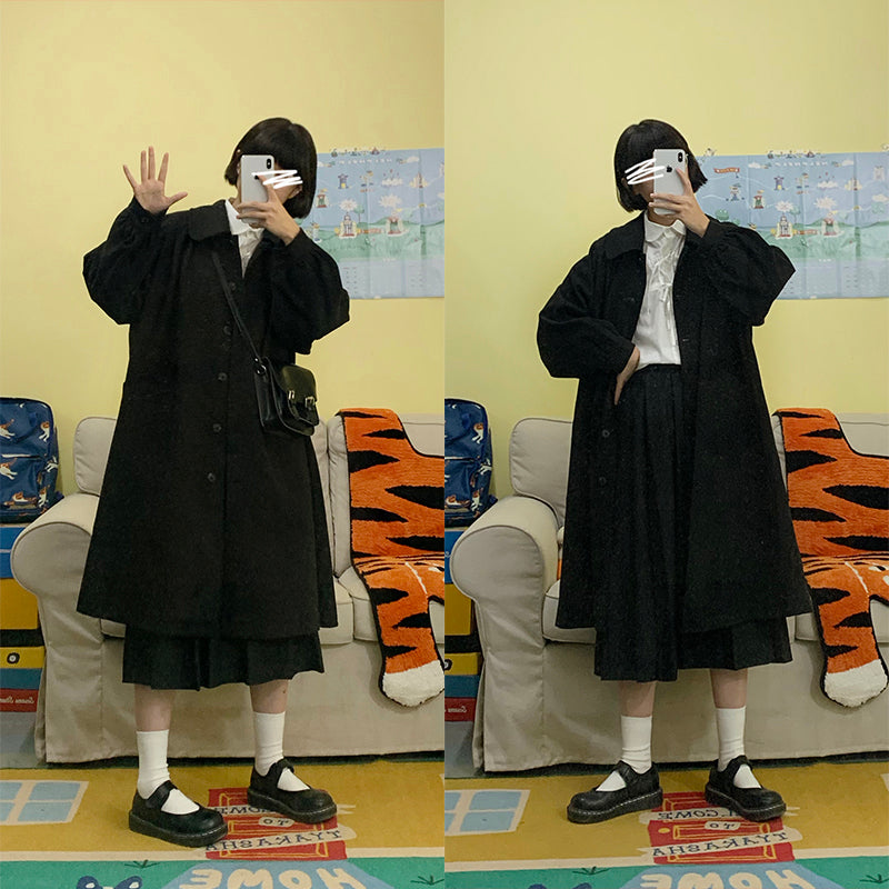 Long Retro JK Wool Coat Japanese Magic Girl's Winter Cotton Wool Coat