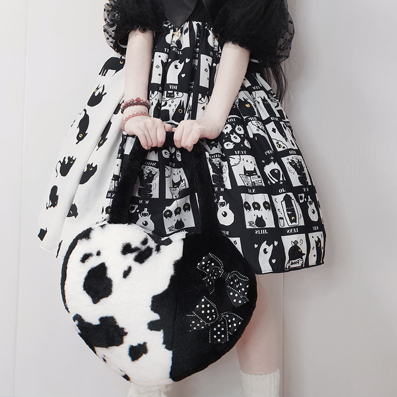 Lovely Lolita Heart-shaped Cow Handbag