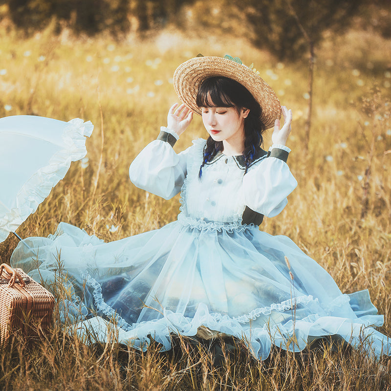 Oil Painting Pastoral Style Retro Sweet Spring And Summer Lolita Dress