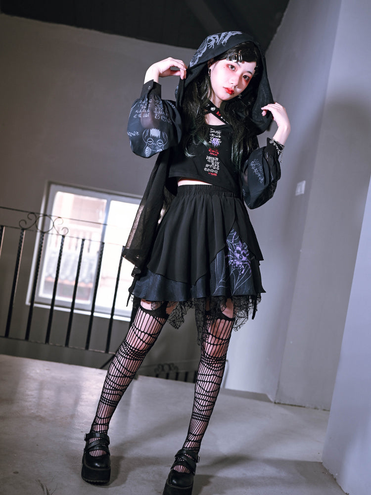 Deep Black Summer Irregular Puffy Skirt