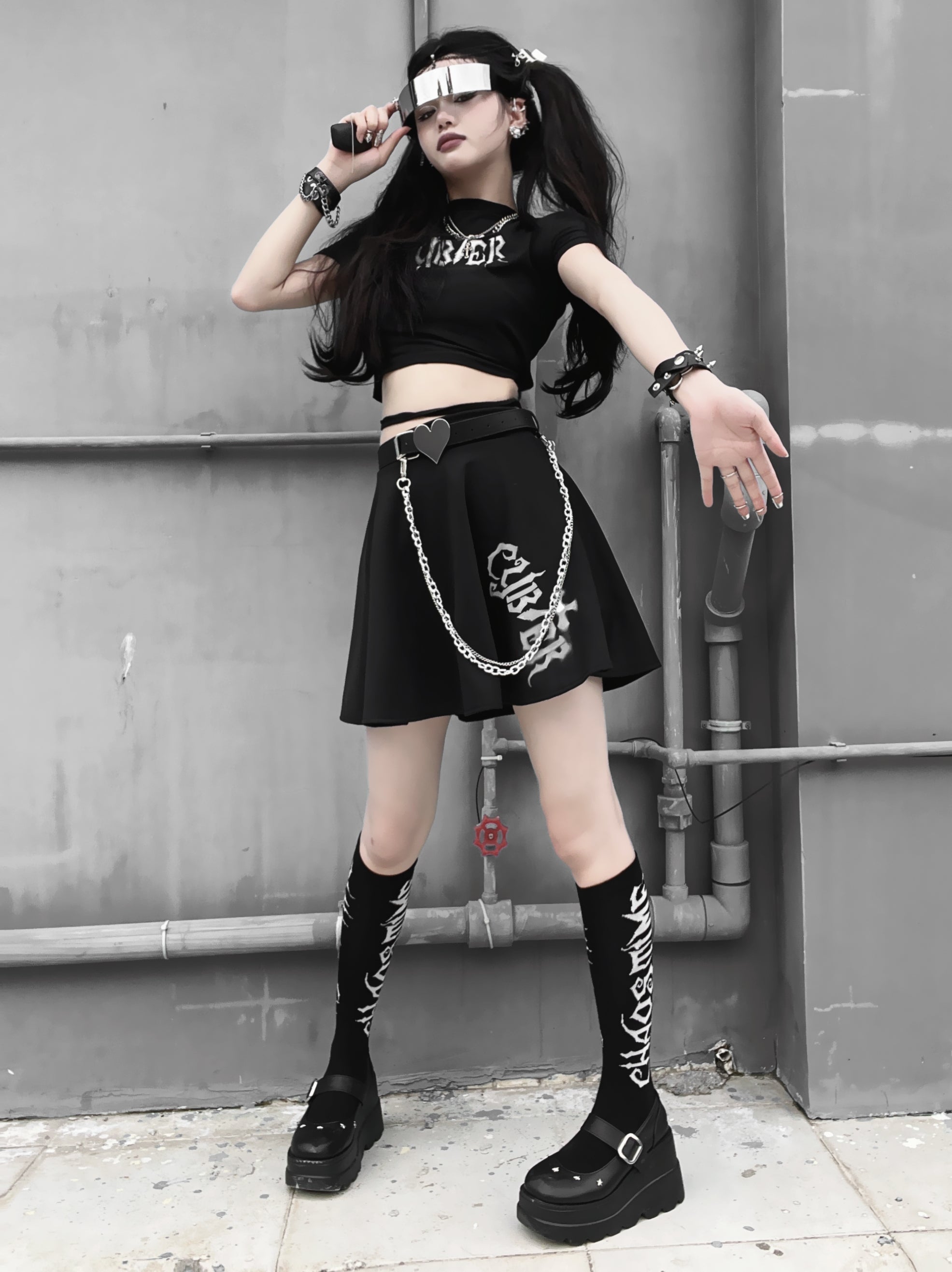 Harajuku Gothic Hot Girl High Waist A-line Skirt S22365