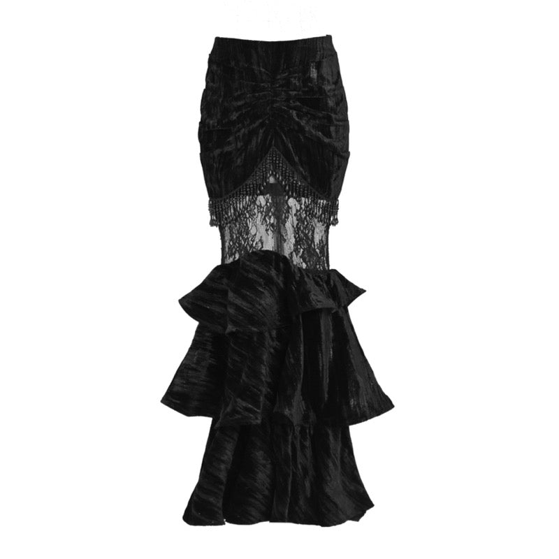 Velvet Palace Gothic Rococo Hip-wrapped Mermaid Skirt