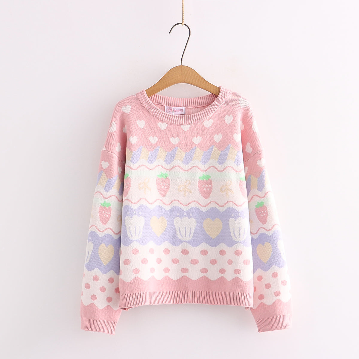 Soft Girl Cute Strawberry Round Neck Sweater