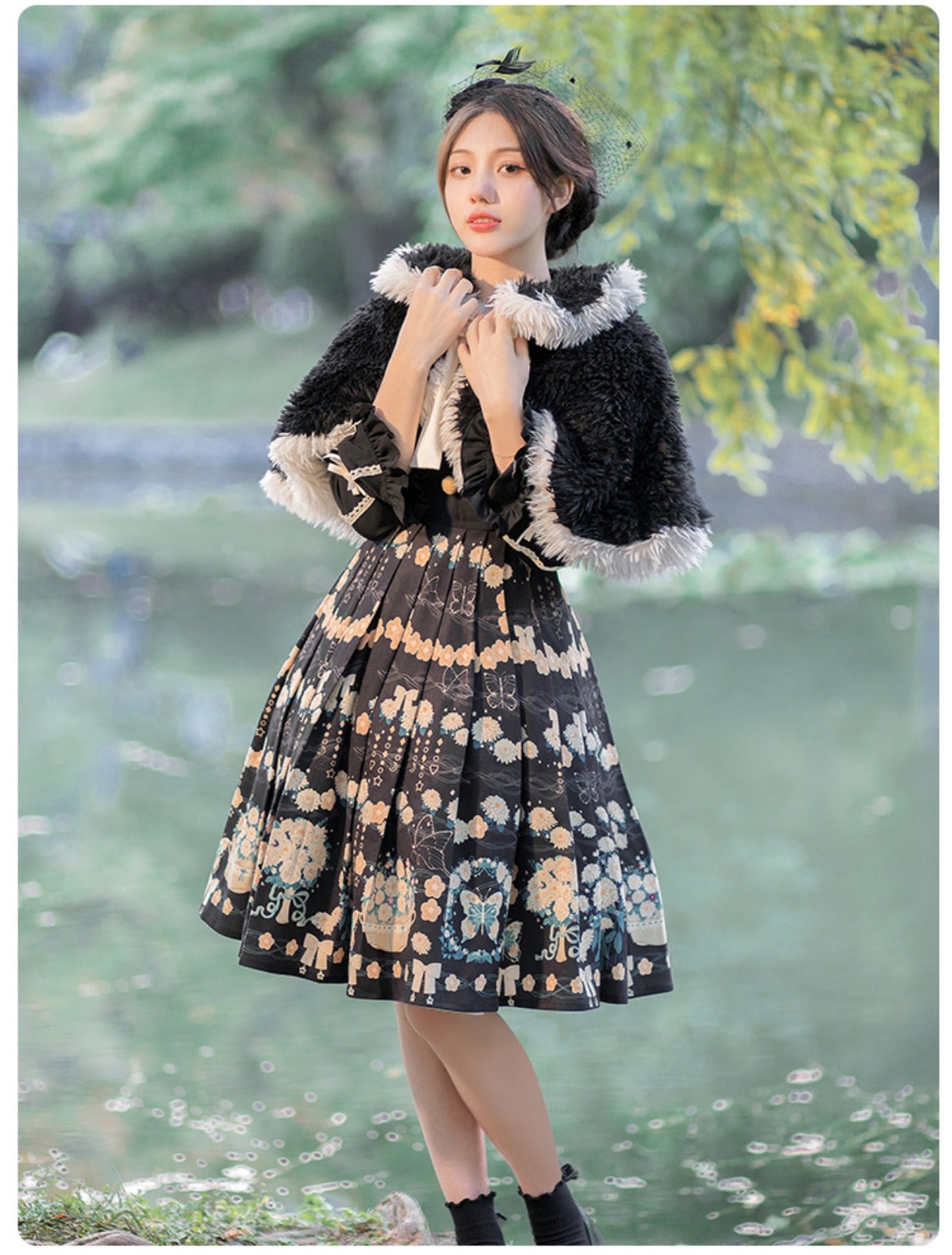 Winter Elegant Flowers Lolita Thickened Dress