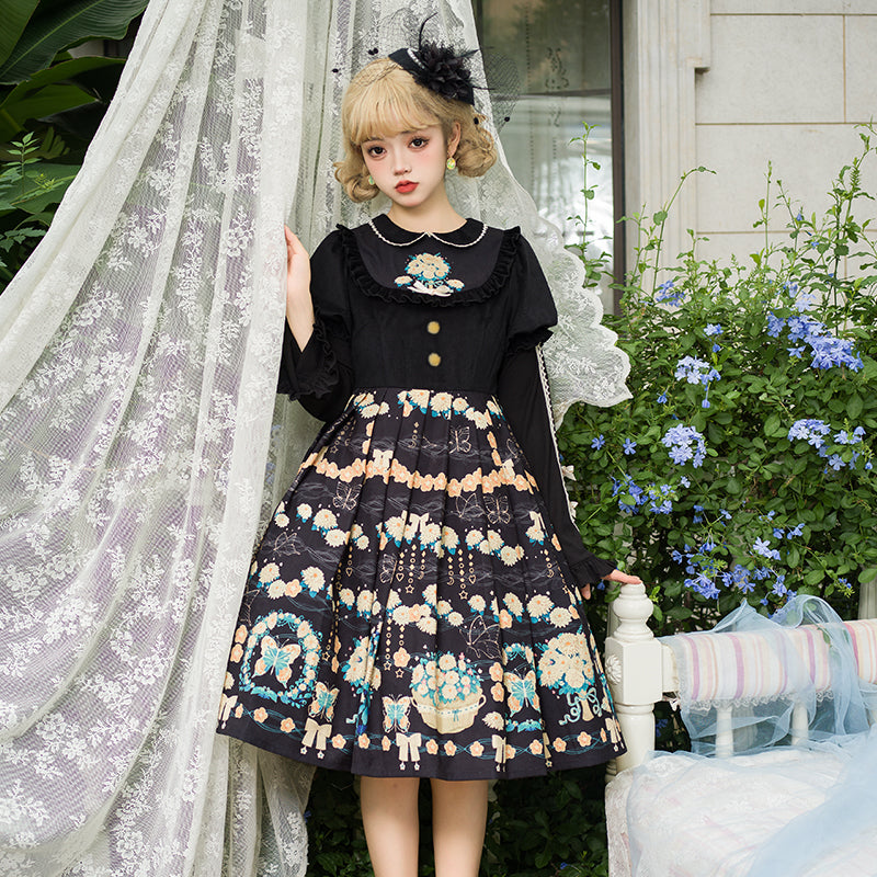 Winter Elegant Flowers Lolita Thickened Dress