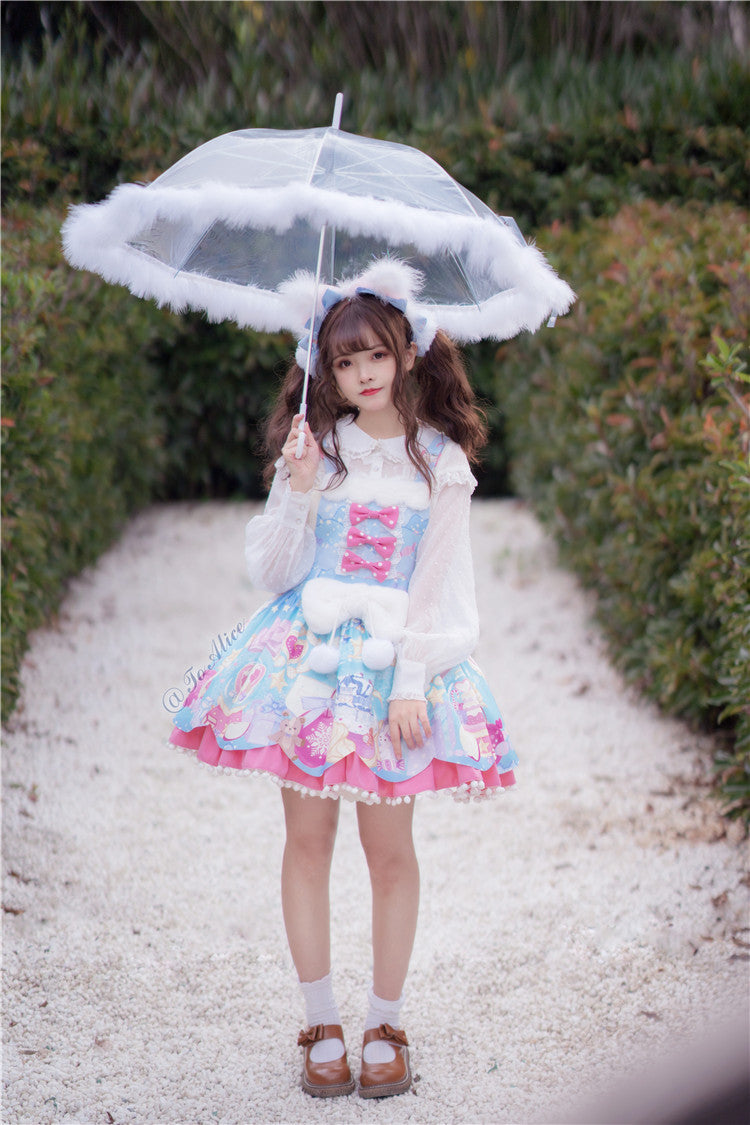 Christmas Cute Print Suspender Dress