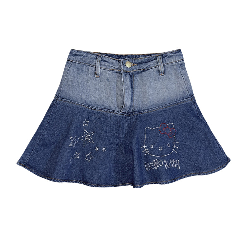 Hot Girl Gradient Denim Vintage Skirt