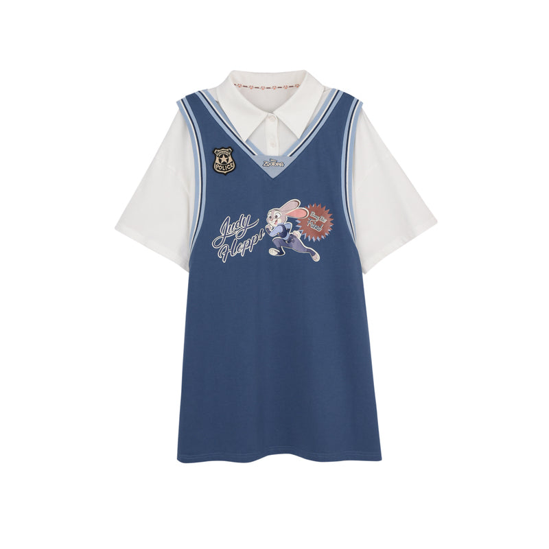 Zootopia Fake Two-piece Jersey Couple T-shirt