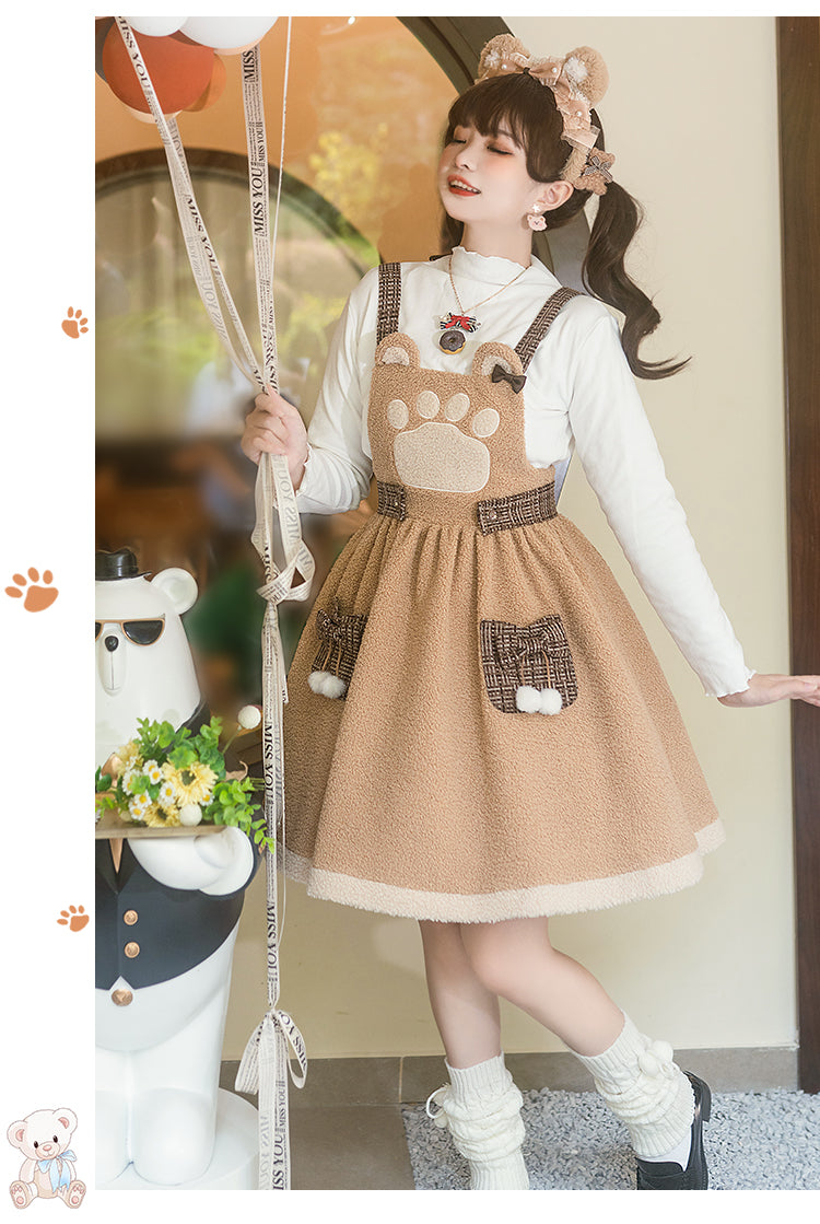 Autumn and Winter Warm Cute Bear Doll Lolita Dress - cosfun