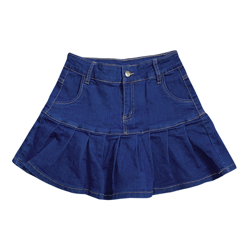 American Preppy Style Hot Girl Cool Design Pleated Skirt