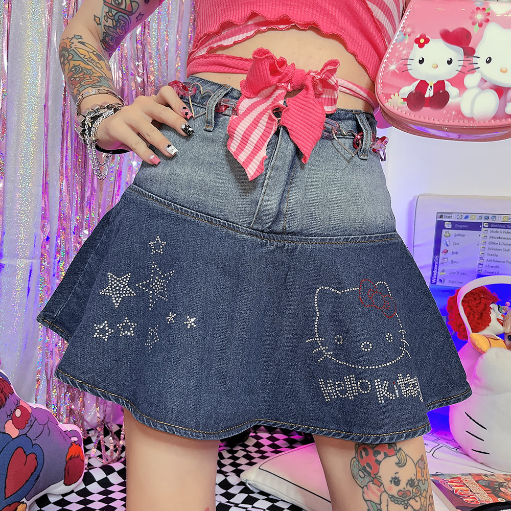 Hot Girl Gradient Denim Vintage Skirt