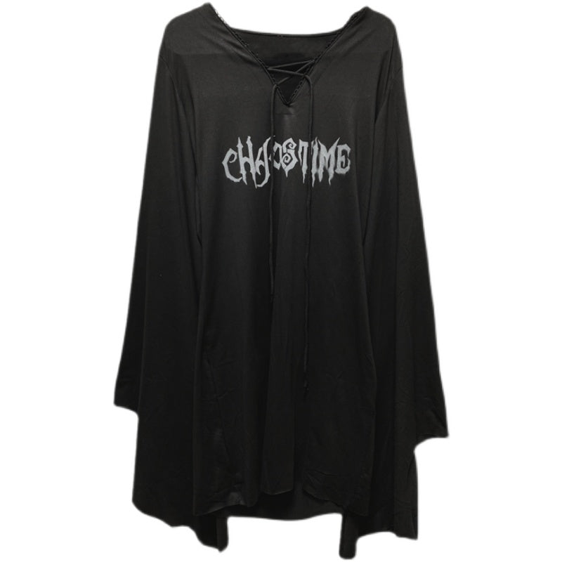 Gothic V-neck Irregular Long Dress