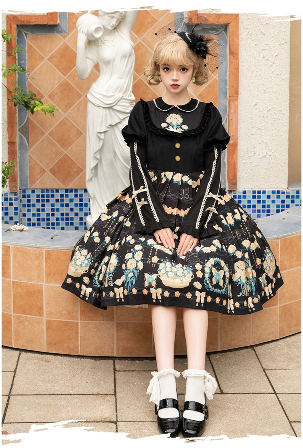 Winter Elegant Flowers Lolita Thickened Dress