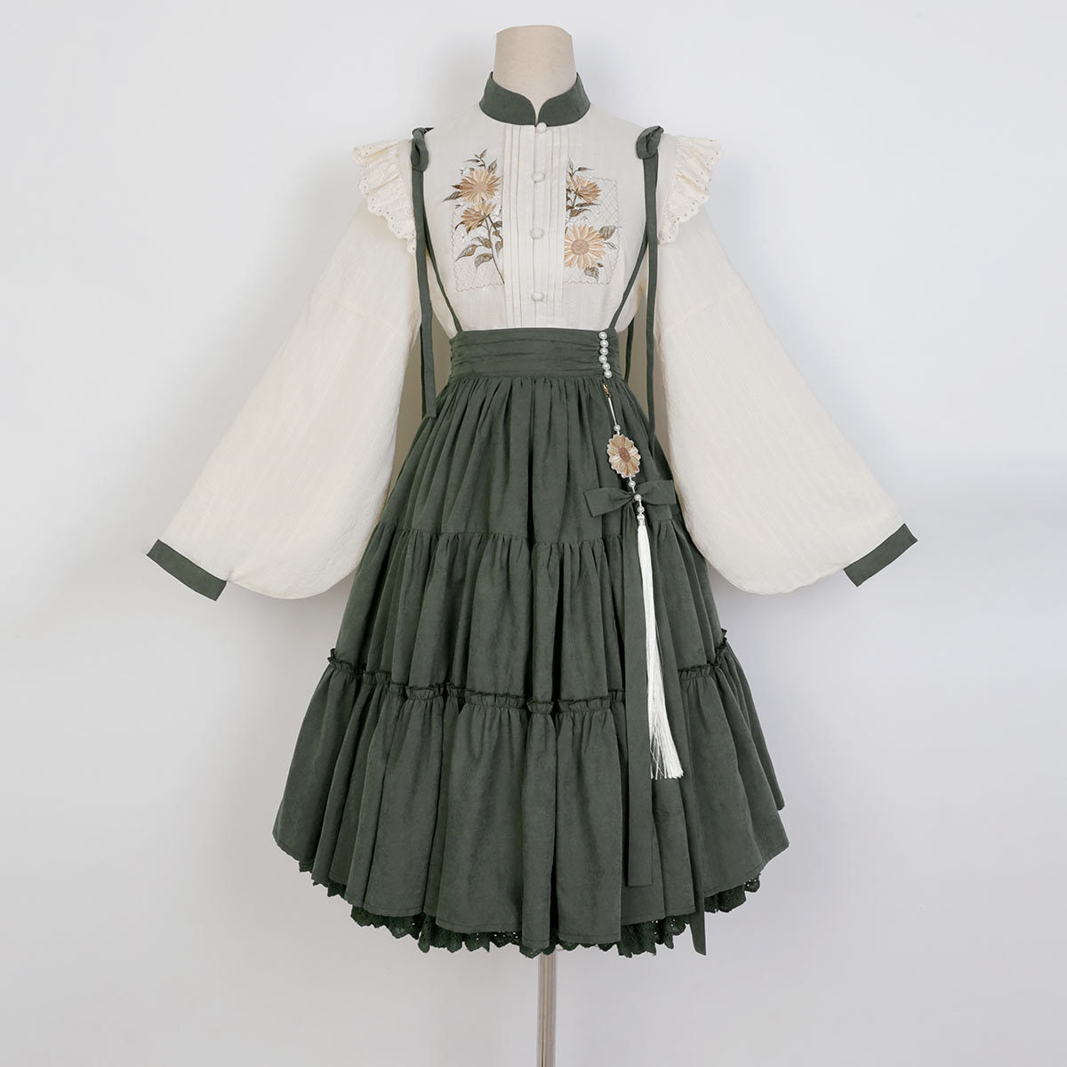 Chinese Style Sunflower Daily Lolita Strap Skirt