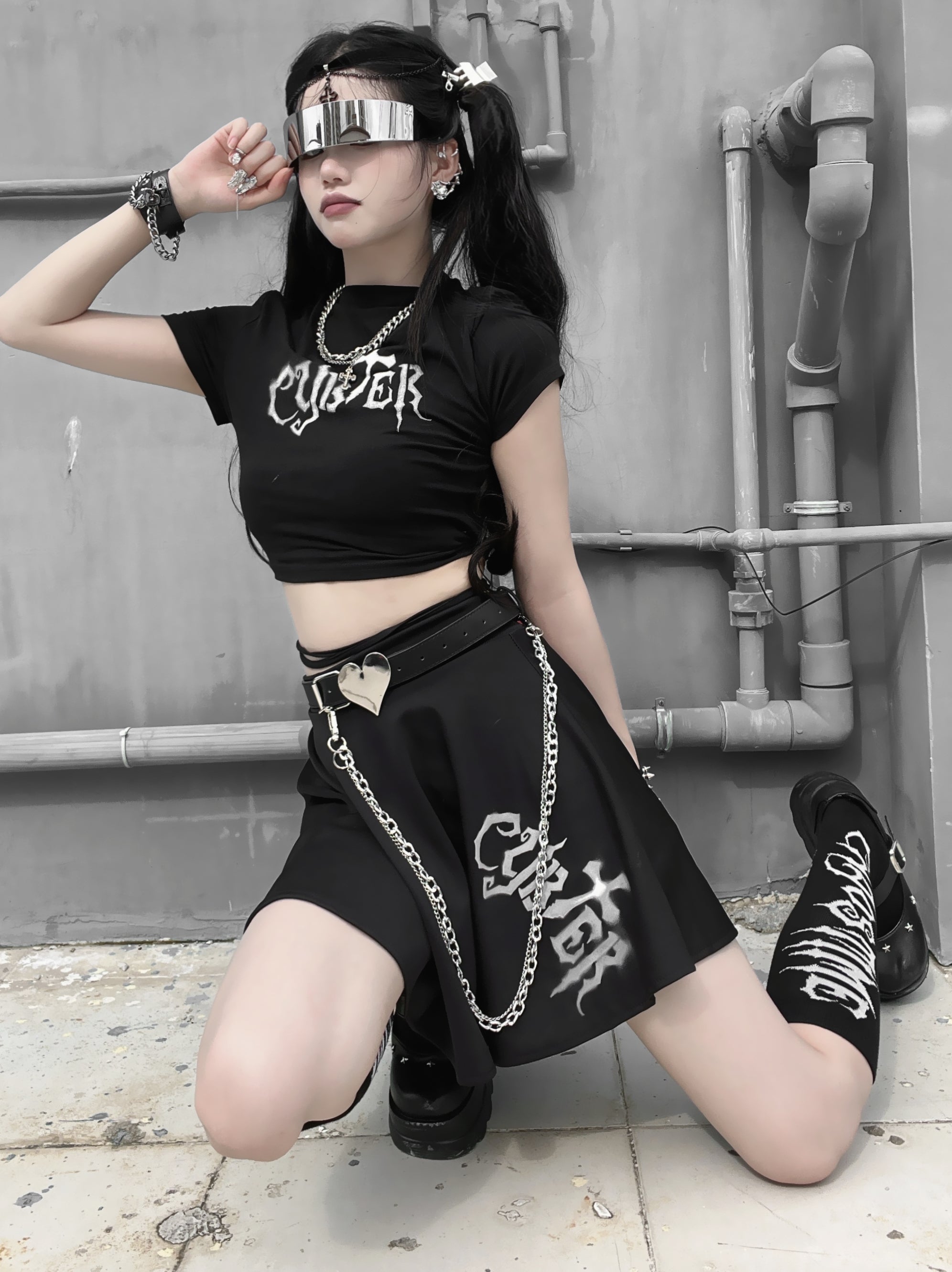 Harajuku Gothic Hot Girl High Waist A-line Skirt S22365