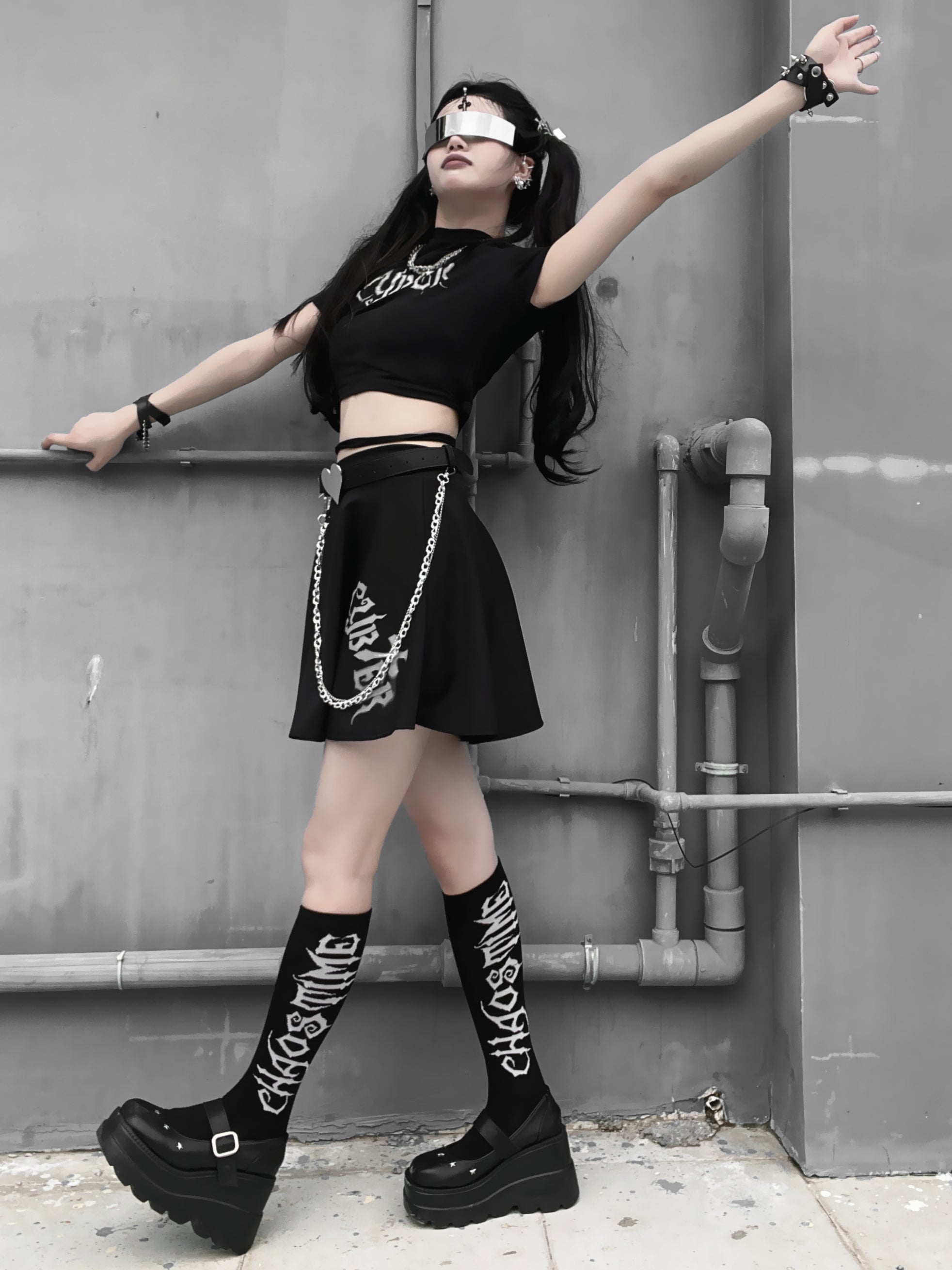 Harajuku Gothic Hot Girl High Waist A-line Skirt S22365