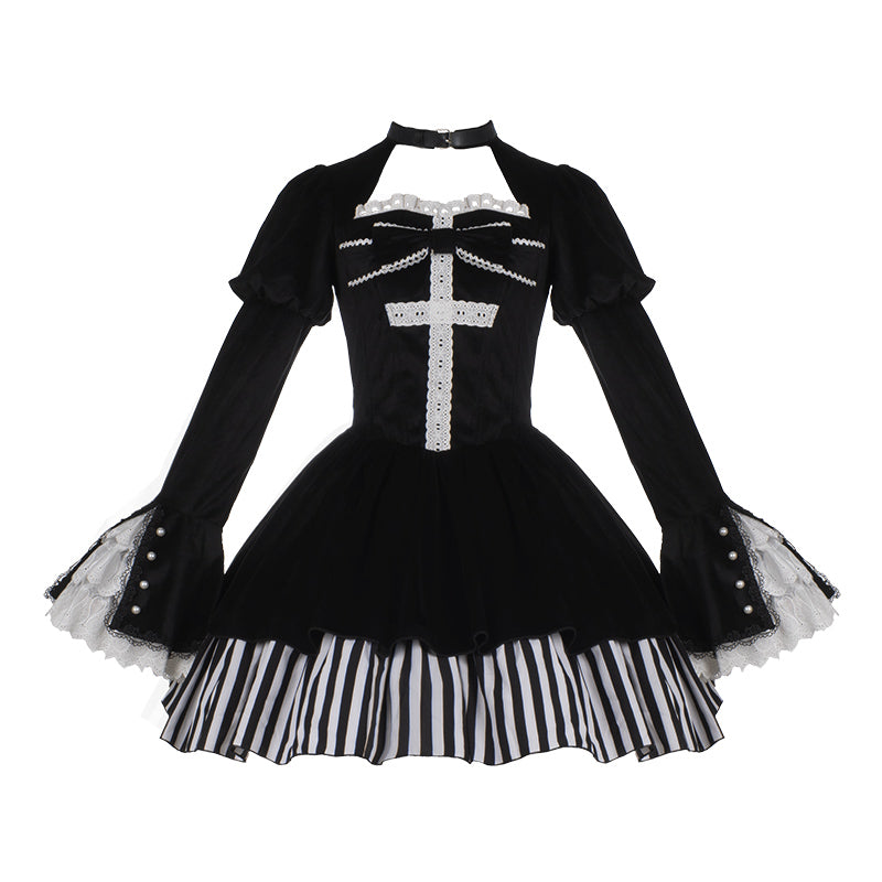 Halloween Gothic Dark Thick Fake Two-piece Lolita Dress